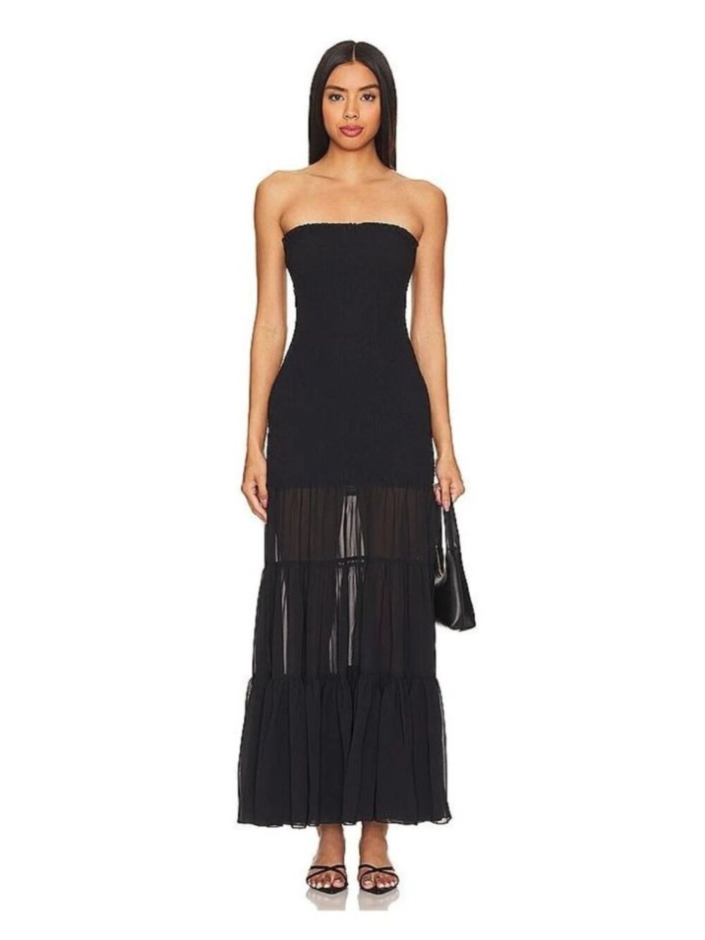 Rotate Birger Christensen Chiffon Strapless Dress Black 36 Small NWT
